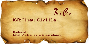 Kálnay Cirilla névjegykártya